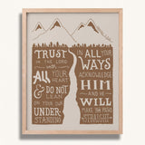 Trust in the Lord with all your heart Proverbs 3:5-6  Scripture framed wall art hand-drawn by Scripture Type #color_stone