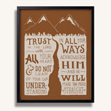 Trust in the Lord with all your heart Proverbs 3:5-6  Scripture framed wall art hand-drawn by Scripture Type #color_terracotta