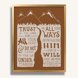 Trust in the Lord with all your heart Proverbs 3:5-6  Scripture framed wall art hand-drawn by Scripture Type #color_terracotta