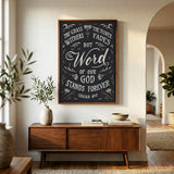 Isaiah 40:8 Stands Forever hand-drawn by Scripture Type framed canvas #color_charcoal
