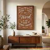 Isaiah 40:8 Stands Forever hand-drawn by Scripture Type framed canvas #color_terracotta