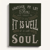 It Is Well With My Soul framed canvas art of well known hymn hand-drawn wall art by Scripture Type #color_forest