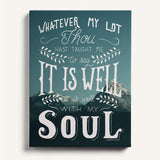 It Is Well With My Soul framed canvas art of well known hymn hand-drawn wall art by Scripture Type #color_photo