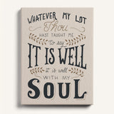 It Is Well With My Soul framed canvas art of well known hymn hand-drawn wall art by Scripture Type #color_stone