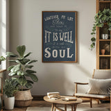 It Is Well With My Soul hand drawn art print #color_navy