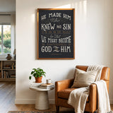 2 Corinthians 5:21  Knew No Sin framed art print by Scripture Type  #color_charcoal