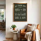 2 Corinthians 5:21  Knew No Sin framed art print by Scripture Type  #color_forest