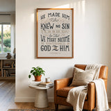 2 Corinthians 5:21  Knew No Sin framed art print by Scripture Type  #color_stone