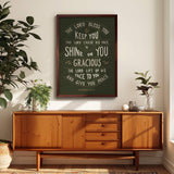 Numbers 6:24-26 The Lord Bless You hand drawn art print by Scripture Type #color_forest