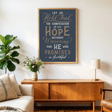 Hold Fast Hebrews 10:23 Framed Scripture Wall Art hand-drawn by Scripture Type #color_navy