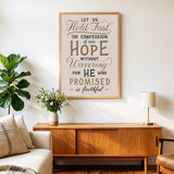 Hold Fast Hebrews 10:23 Framed Scripture Wall Art hand-drawn by Scripture Type #color_stone