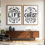 Only One Life, 'Twill Soon Be Past C.T. Studd hand-drawn framed canvas by Scripture Type #color_black & white