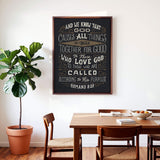 Romans 8:28 All things for good hand-drawn Scripture framed canvas wall art by Scripture Type #color_charcoal