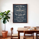 Romans 8:28 All Things For Good hand-drawn Christian framed canvas wall art by Scripture Type #color_navy