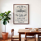 Romans 8:28 All things for good hand-drawn Scripture framed canvas wall art by Scripture Type #color_stone