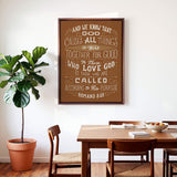 Romans 8:28 All Things For Good hand-drawn Christian framed canvas wall art by Scripture Type #color_terracotta