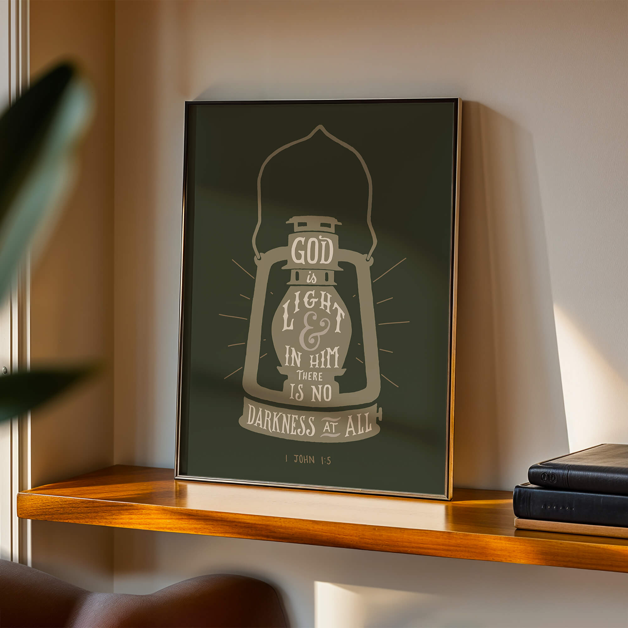 1 John 1:5 Light hand drawn Scripture art print by Scripture Type #color_forest