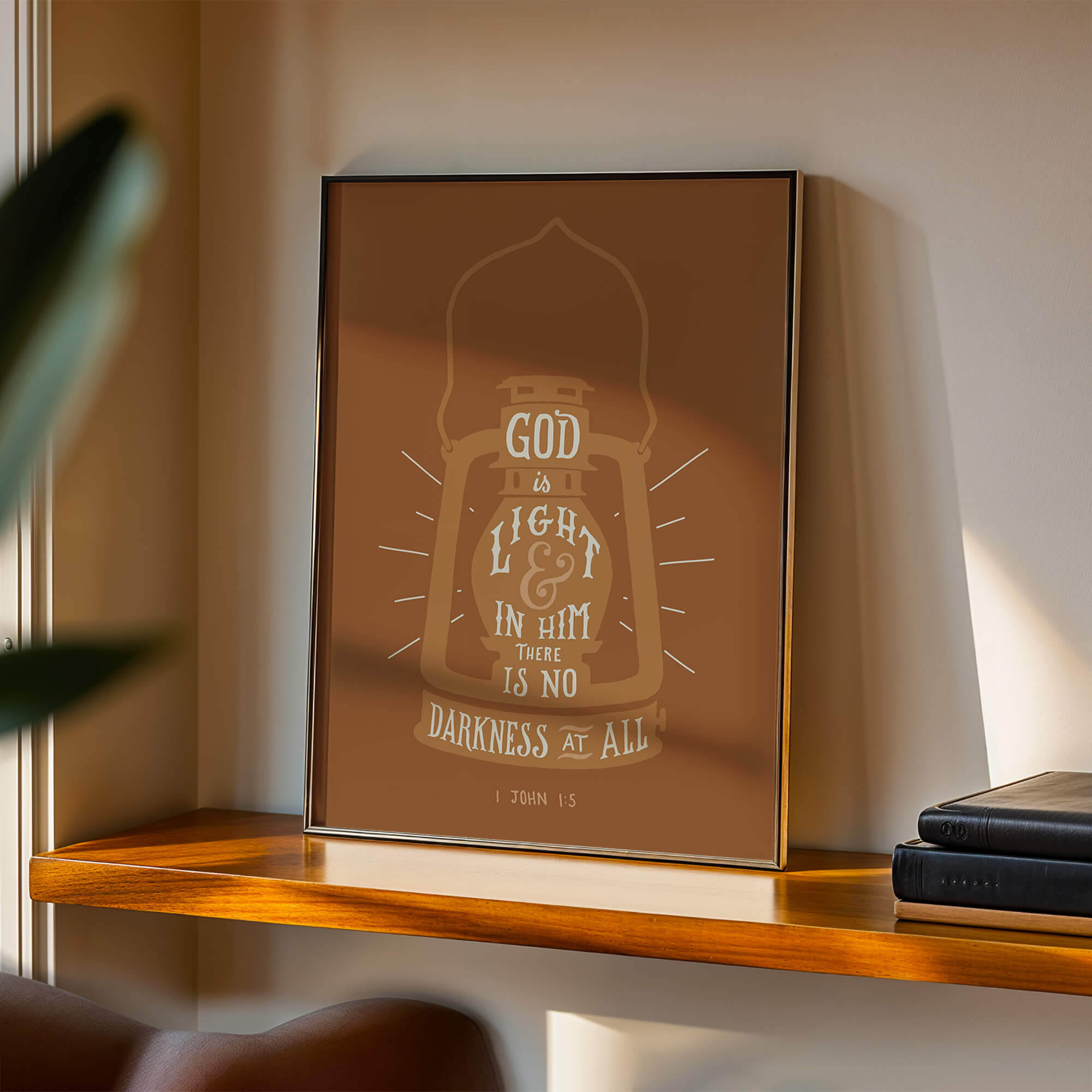 1 John 1:5 Light hand drawn Scripture art print by Scripture Type #color_terracotta