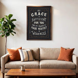 2 Corinthians 12:9 My Grace is Sufficient hand drawn framed art print by Scripture Type #color_charcoal