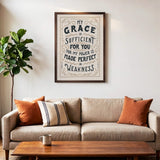 2 Corinthians 12:9 My Grace is Sufficient hand drawn art print by Scripture Type #color_stone