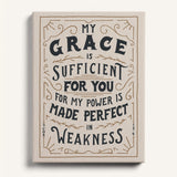 My Grace is Sufficient 2 Corinthians 12:9 framed canvas wall art hand-drawn by Scripture Type #color_stone
