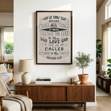 Romans 8:28 All Things For Good framed Christian wall art hand-drawn by Scripture Type #color_stone