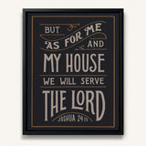 As For Me and My House Joshua 24:15 Framed Canvas Hand-Drawn Wall Art by Scripture Type #color_charcoal