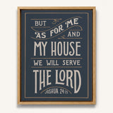 As For Me and My House Joshua 24:15 Framed Canvas Hand-Drawn Wall Art by Scripture Type #color_navy