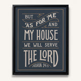 As For Me and My House Joshua 24:15 Framed Canvas Hand-Drawn Wall Art by Scripture Type #color_navy