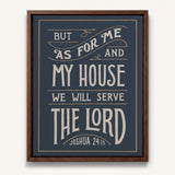 As For Me and My House Joshua 24:15 Framed Canvas Hand-Drawn Wall Art by Scripture Type #color_navy