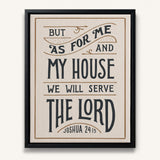 As For Me and My House Joshua 24:15 Framed Canvas Hand-Drawn Wall Art by Scripture Type #color_stone