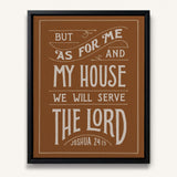 As For Me and My House Joshua 24:15 Framed Canvas Hand-Drawn Wall Art by Scripture Type #color_terracotta