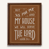 As For Me and My House Joshua 24:15 Framed Canvas Hand-Drawn Wall Art by Scripture Type #color_terracotta