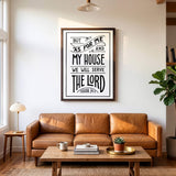 As For Me and My House Joshua 24:15 Framed Canvas Hand-Drawn Wall Art by Scripture Type #color_black & white
