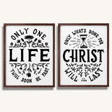 Only One Life, 'Twill Soon Be Past C.T. Studd hand-drawn framed art print by Scripture Type #color_black & white