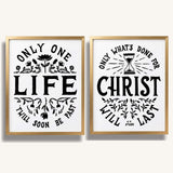 Only One Life, 'Twill Soon Be Past C.T. Studd hand-drawn framed art print by Scripture Type #color_black & white