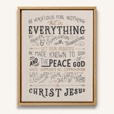 Be anxious for nothing Philippians 4:6-7  framed Scripture wall art hand-drawn by Scripture Type #color_stone