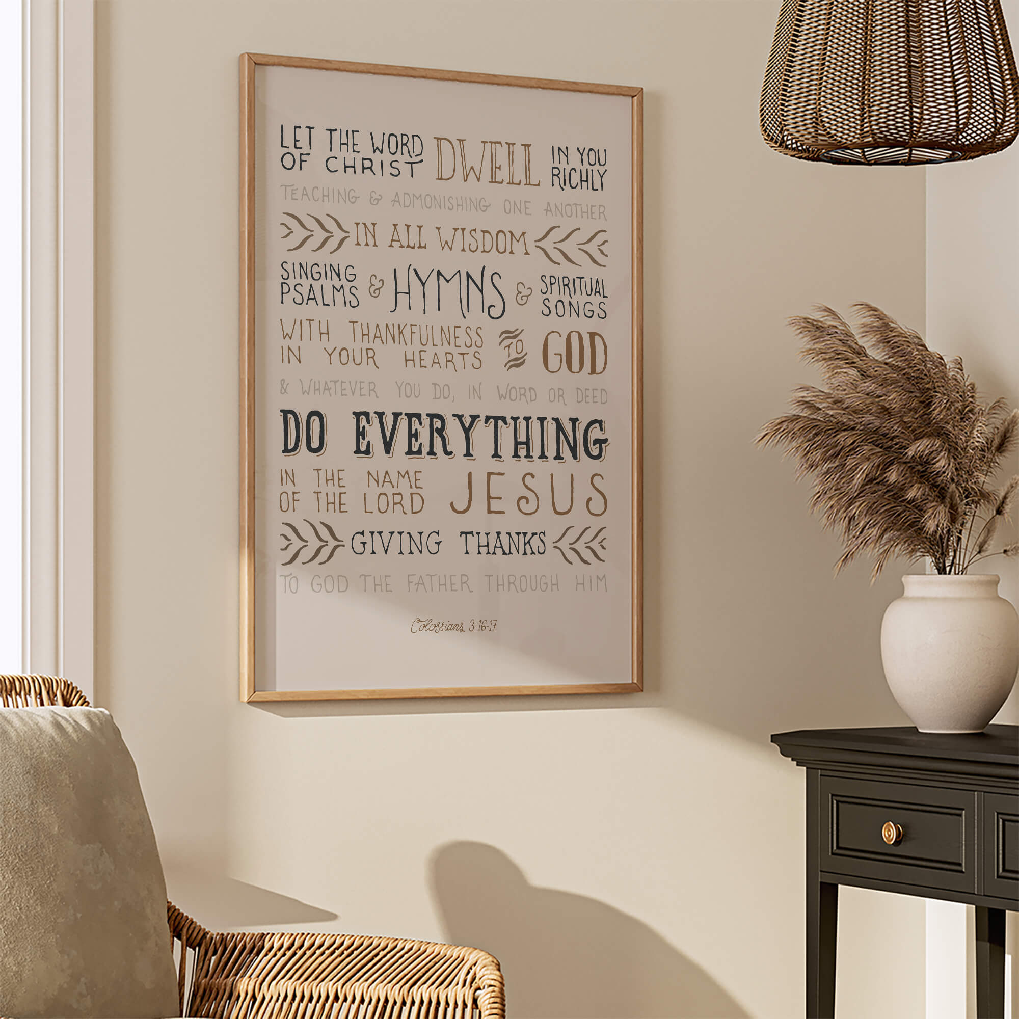 Colossians 3:16-17 Dwell In You Richly Scripture Type art print #color_stone
