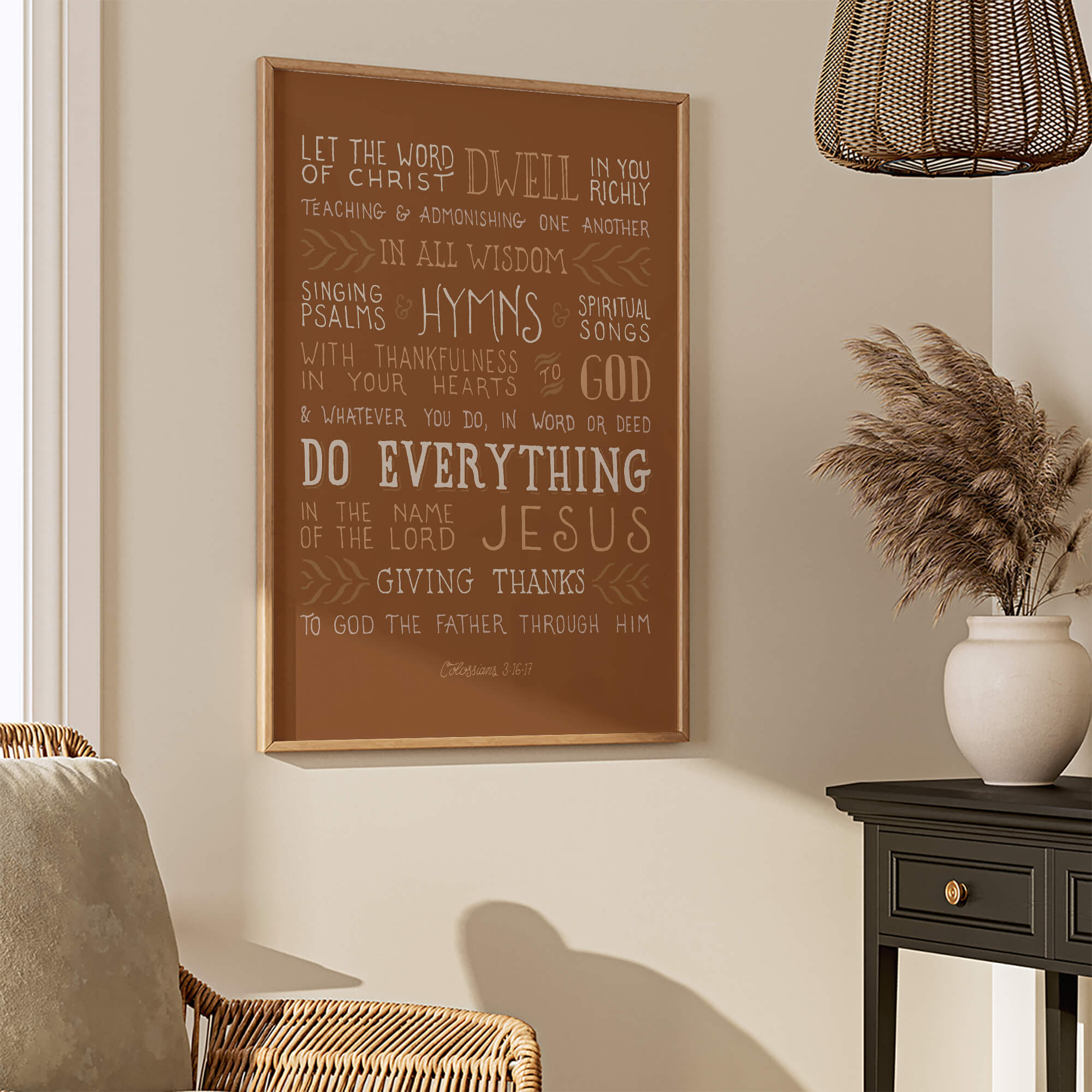 Dwell In You Richly Colossians 3:16-17 Scripture Type art print #color_terracotta