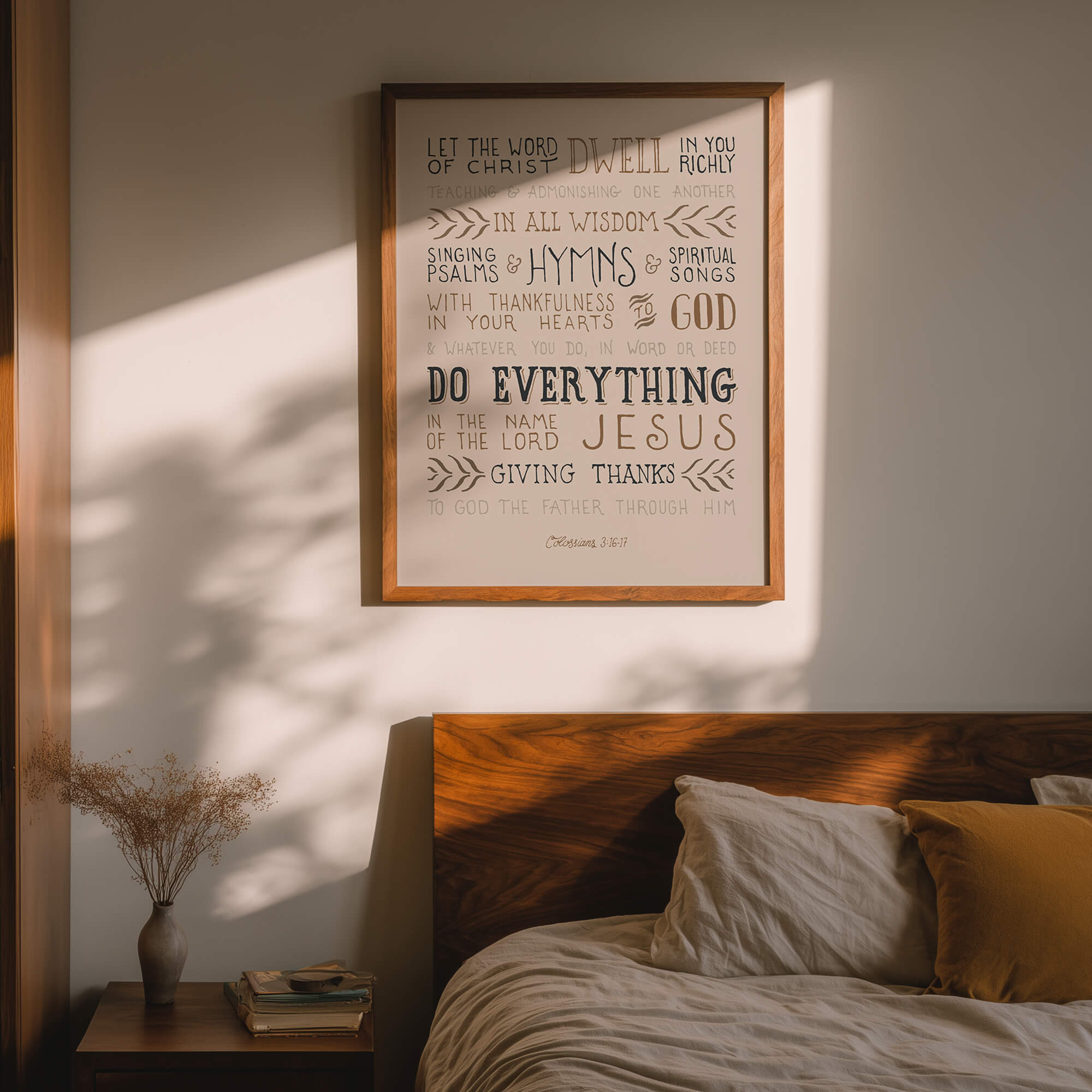 Colossians 3:16-17 Dwell In You Richly Scripture Type art print #color_stone