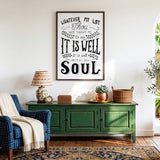 It Is Well With My Soul hand drawn framed wall art print by Scripture Type #color_black & white