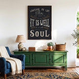 It Is Well With My Soul hand drawn framed wall art print by Scripture Type #color_charcoal