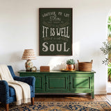 It Is Well With My Soul hand drawn framed wall art print by Scripture Type #color_forest