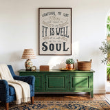 It Is Well With My Soul hand drawn framed wall art print by Scripture Type #color_stone