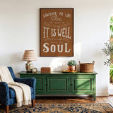 It Is Well With My Soul hand drawn framed wall art print by Scripture Type #color_terracotta