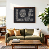 1 Corinthians 13:4-7 Love framed Scripture art print hand-drawn by Scripture Type #color_charcoal