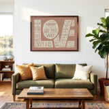 1 Corinthians 13:4-7 Love framed Scripture art print hand-drawn by Scripture Type #color_rose