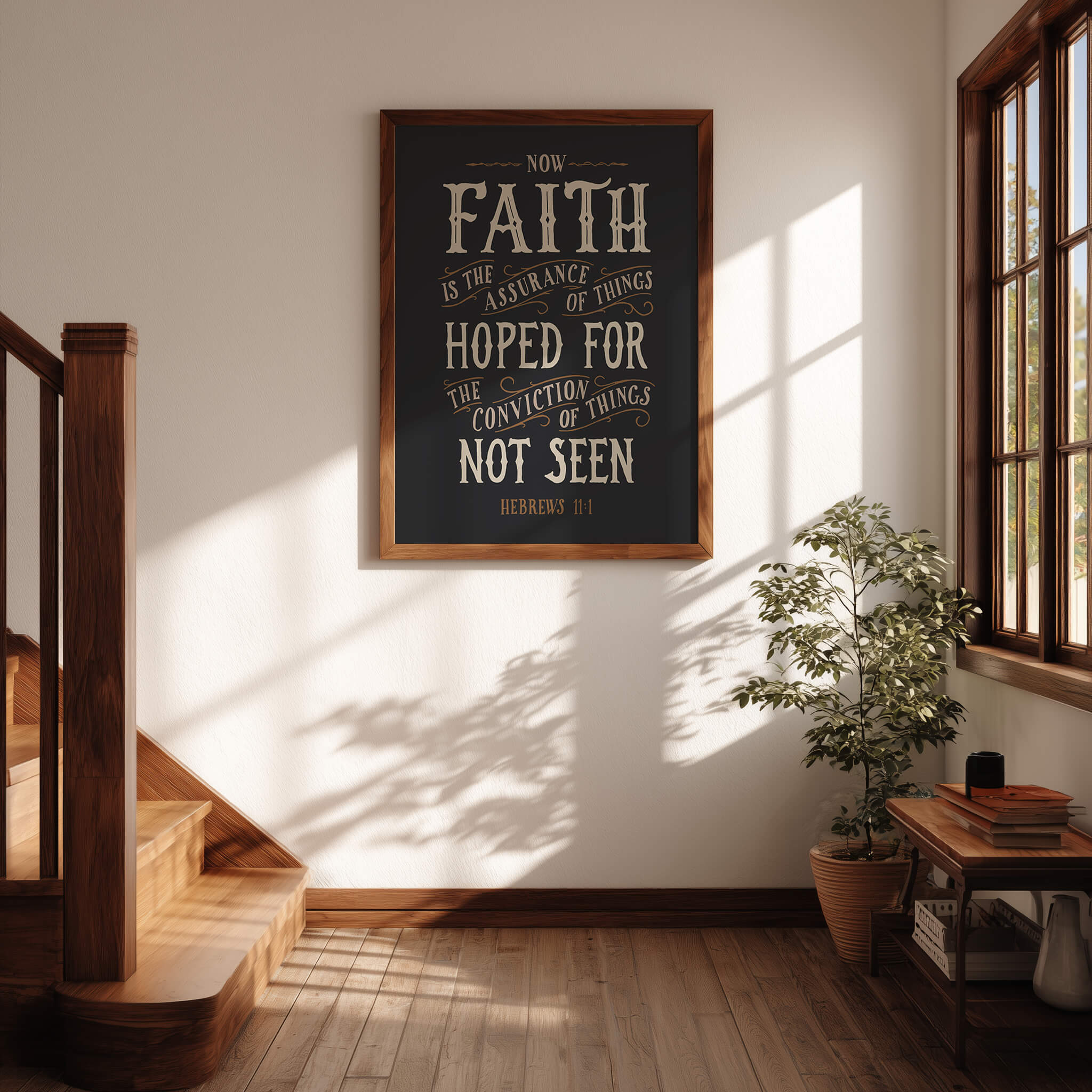 Scripture Type Hebrews 11:1 Faith Hand Drawn Art Print #color_charcoal