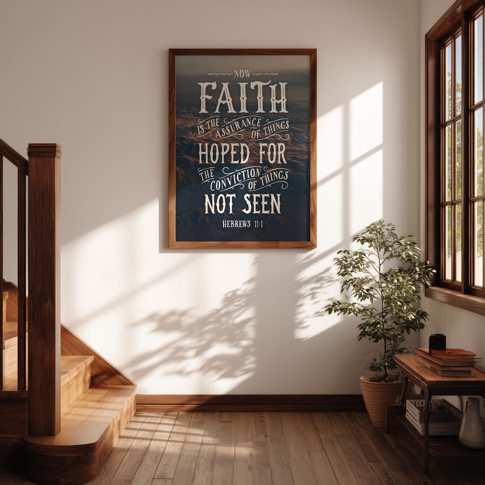Scripture Type Hebrews 11:1 Faith Hand Drawn Art Print #color_photo