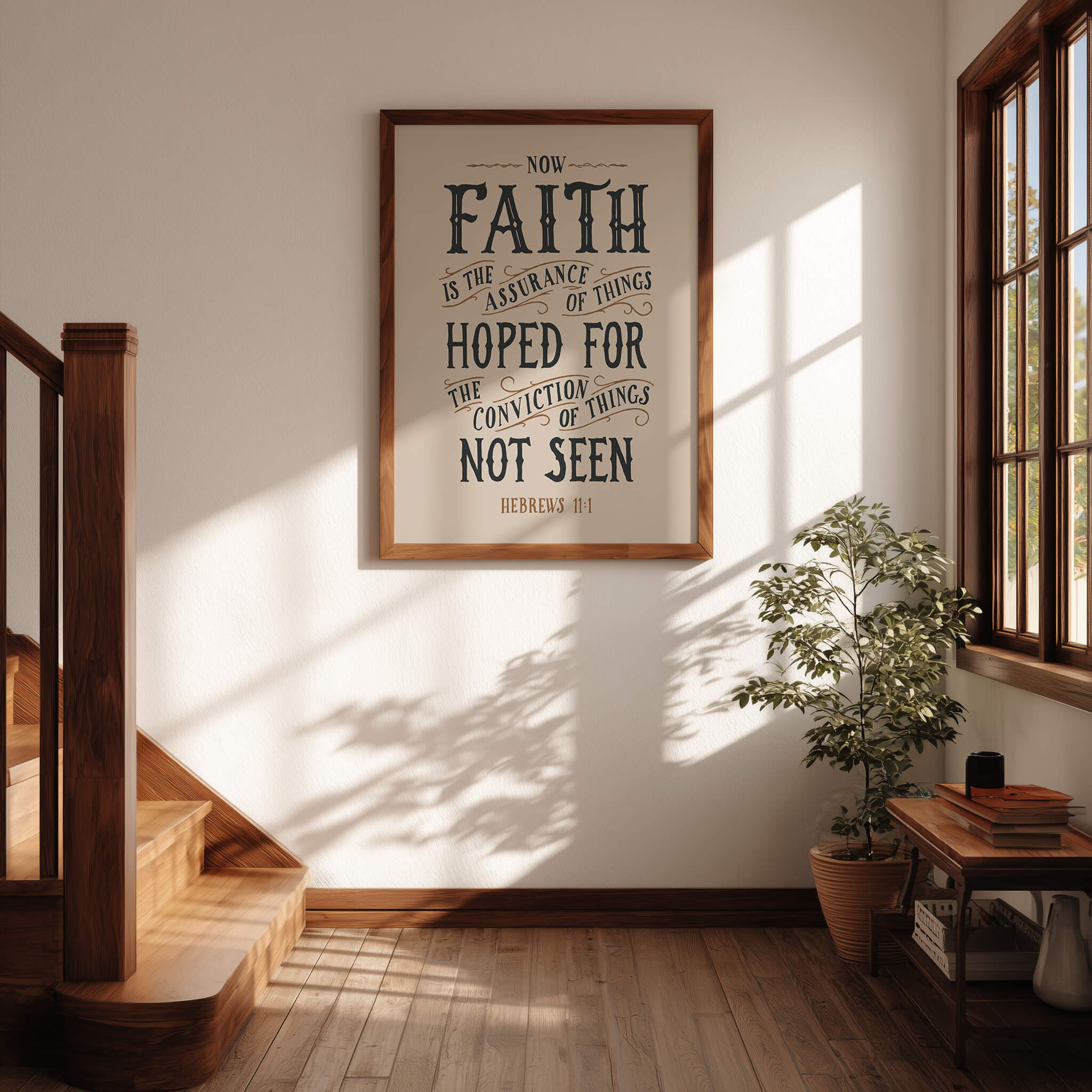 Scripture Type Hebrews 11:1 Faith Hand Drawn Art Print #color_stone